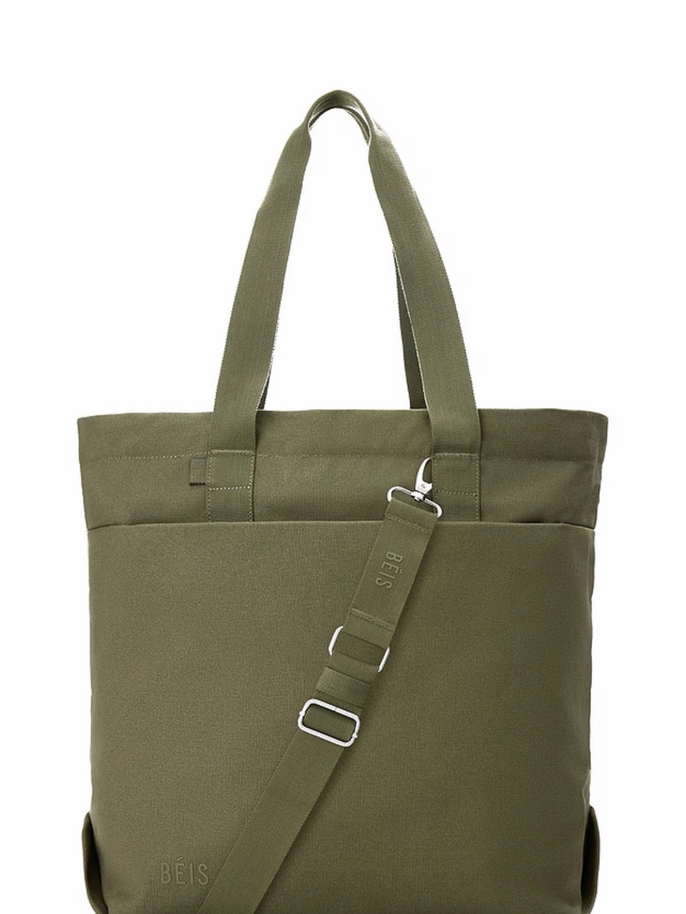 BEIS Olive Canvas Tote with Removable Shoulder Strap